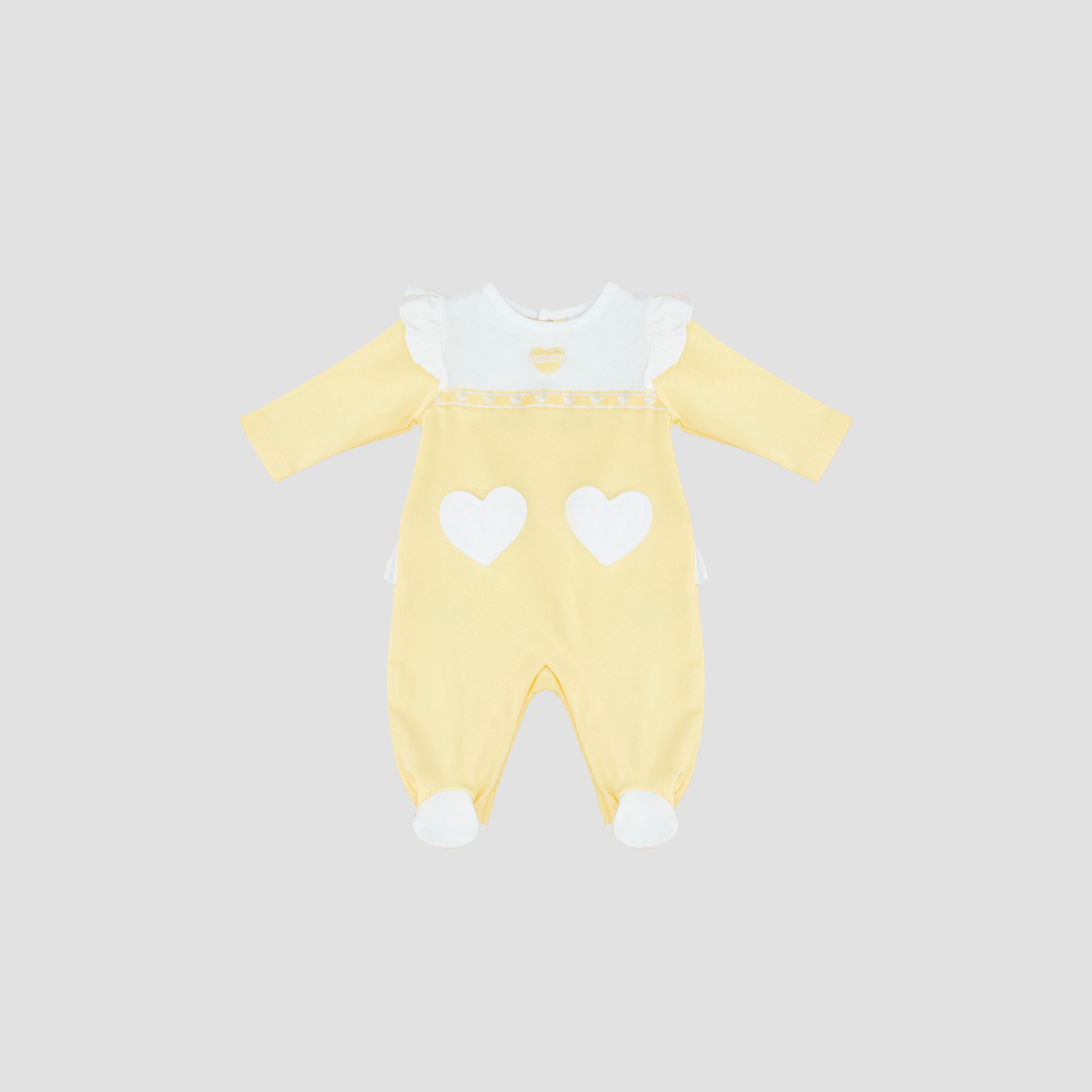Moon Lemon Hearts Cotton Sleepsuit - Yellow / 3-6 mths