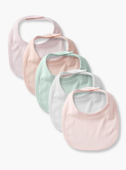 Pack of 5 Juniors Baby Bib with Ribbed Texture-baby-feeding-bibs-image-1