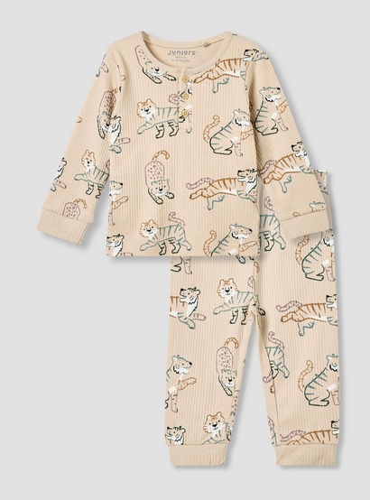 Juniors Pyjama Set with Safari Print - Cotton - Long Sleeves - Henley Neck-promo_babyshop_Buy3for99_UAE130126-image-1