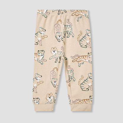 Juniors Pyjama Set with Safari Print - Cotton - Long Sleeves - Henley Neck
