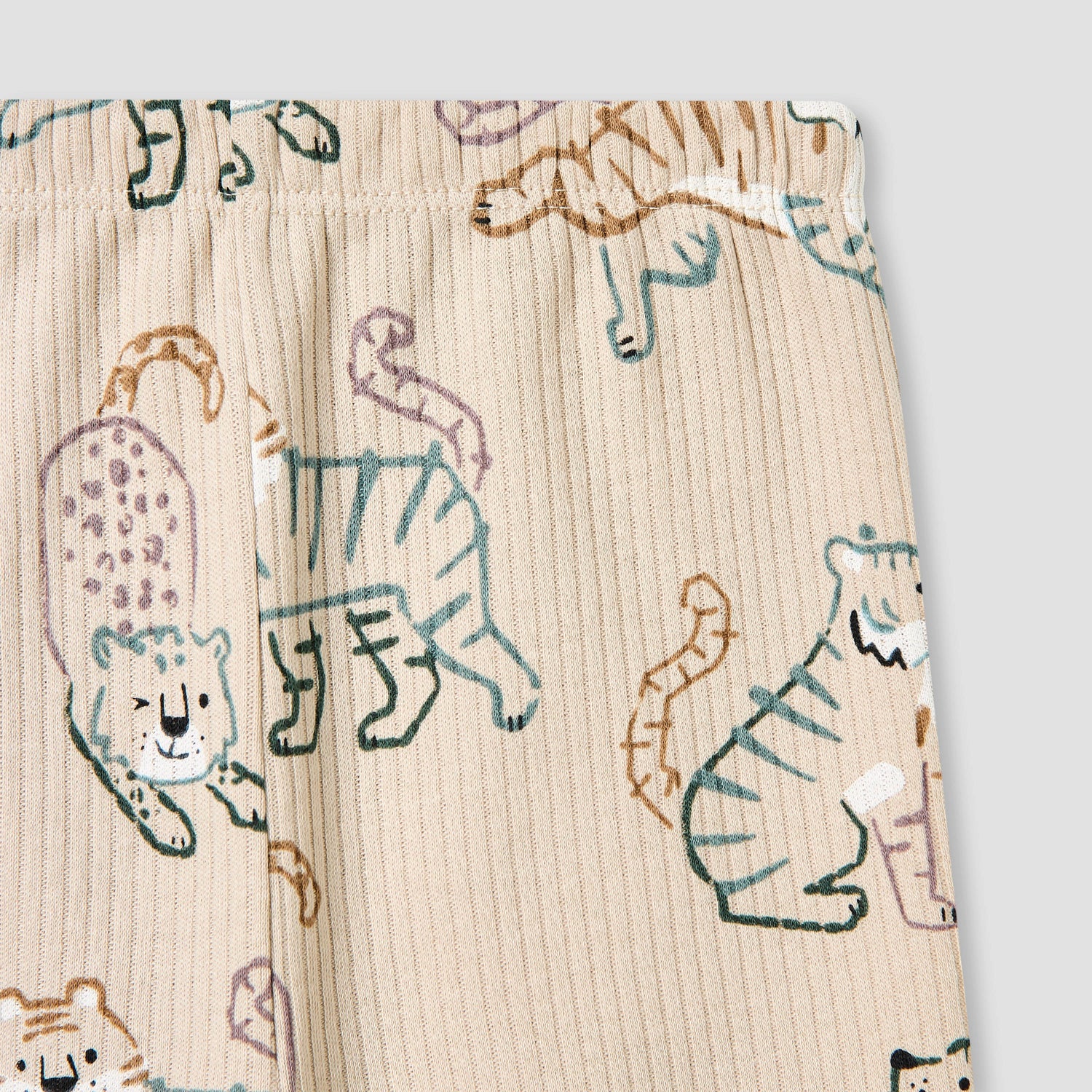 Juniors Pyjama Set with Safari Print - Cotton - Long Sleeves - Henley Neck