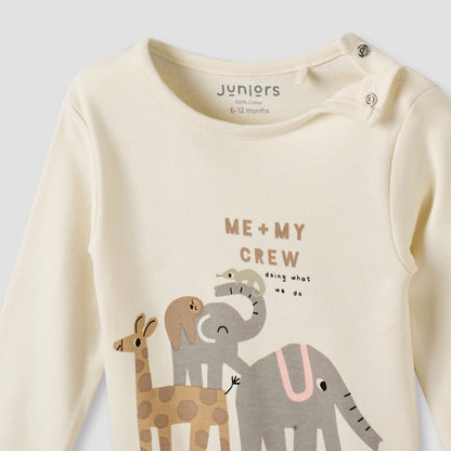 Pack of 3 Juniors Cotton Crew Neck Long Sleeves Pyjama Set with Safari Print
