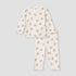 Juniors Pyjama Set with Floral Print - Cotton - Long Sleeves - Round Neck - Cream / 12-18 mths