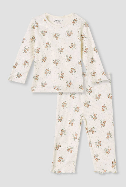 Juniors Pyjama Set with Floral Print - Cotton - Long Sleeves - Round Neck