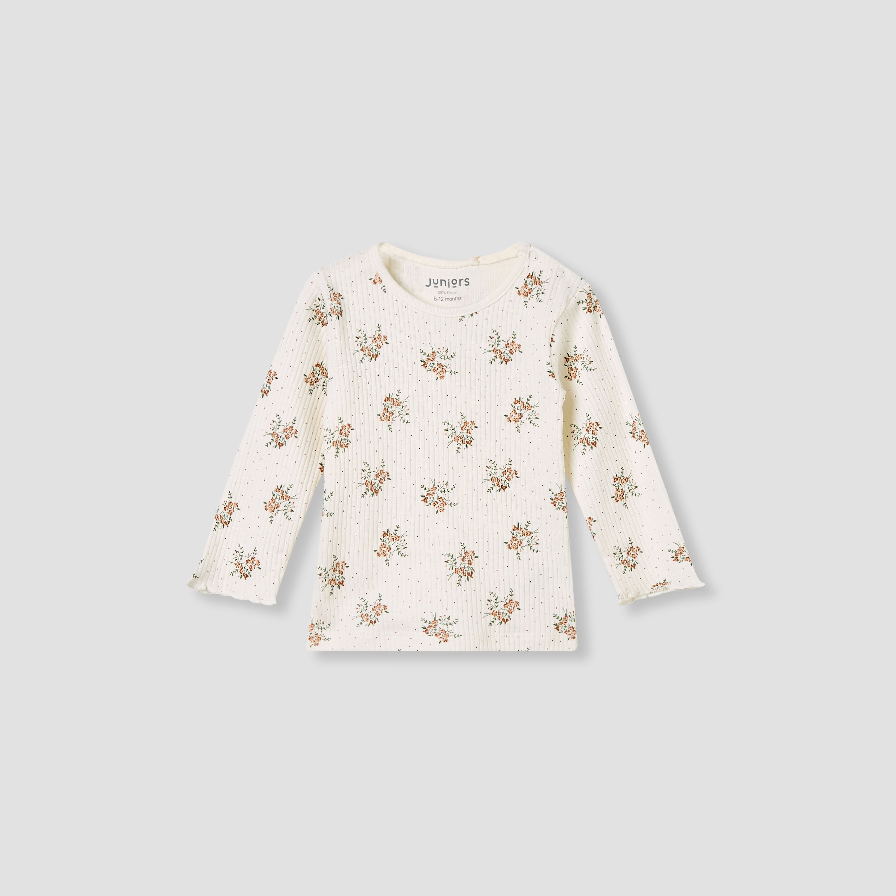Juniors Pyjama Set with Floral Print - Cotton - Long Sleeves - Round Neck