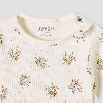 Juniors Pyjama Set with Floral Print - Cotton - Long Sleeves - Round Neck