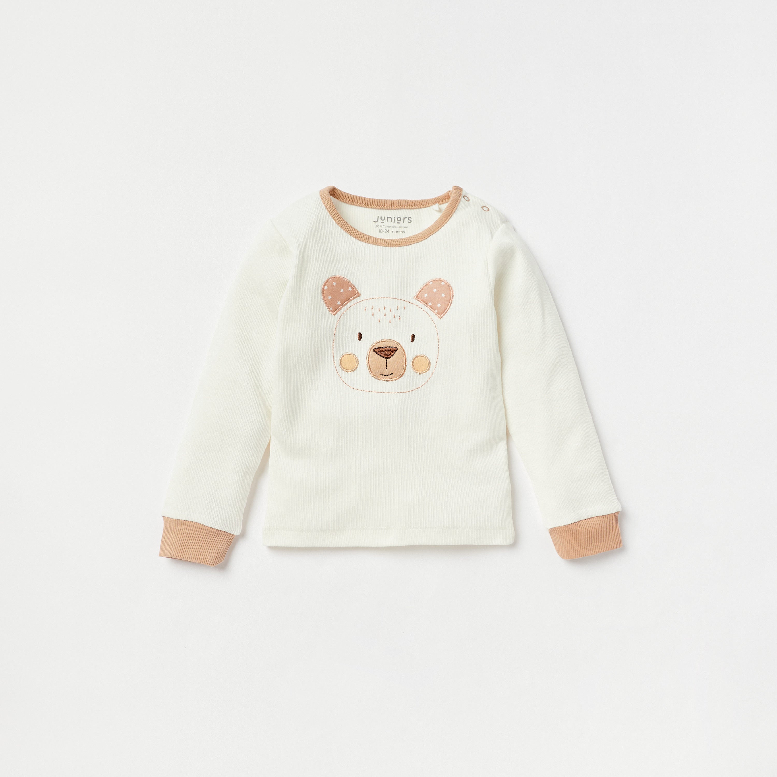 Juniors Bear Print Long Sleeves T-shirt and Pyjama Set