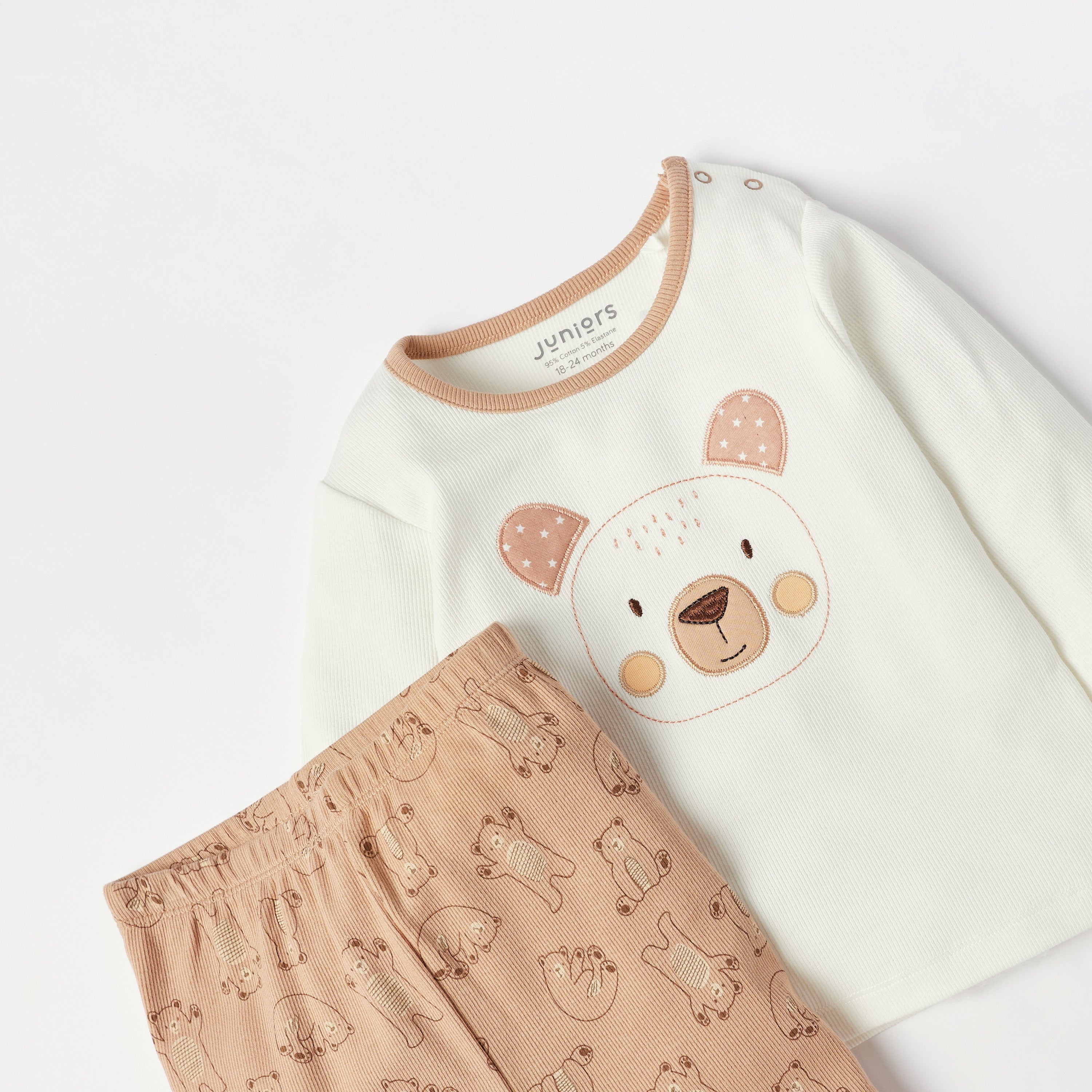Juniors Bear Print Long Sleeves T-shirt and Pyjama Set