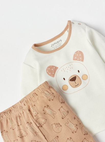 Juniors Bear Print Long Sleeves T-shirt and Pyjama Set-promo_babyshop_Buy3for99_UAE130126-image-4