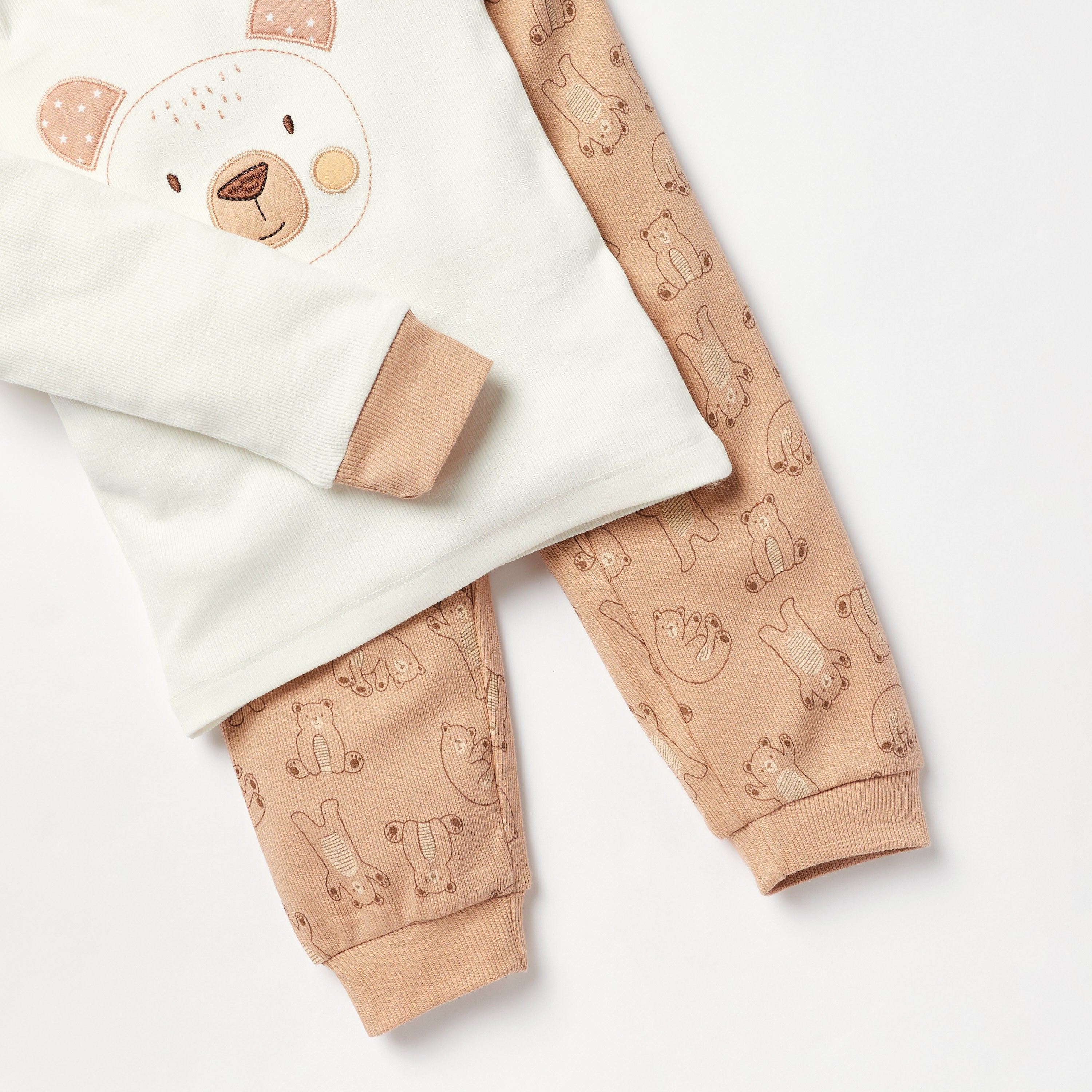 Juniors Bear Print Long Sleeves T-shirt and Pyjama Set
