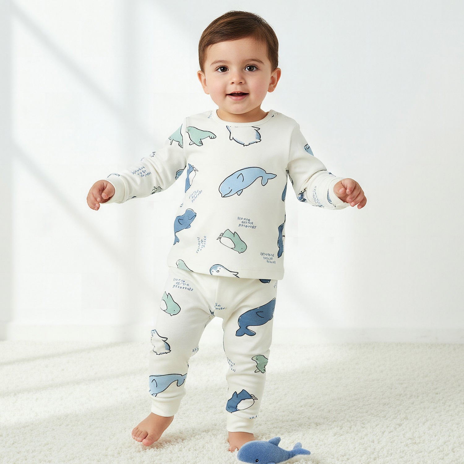 Pack of 3 Juniors Cotton Crew Neck Long Sleeves Pyjama Set with Print