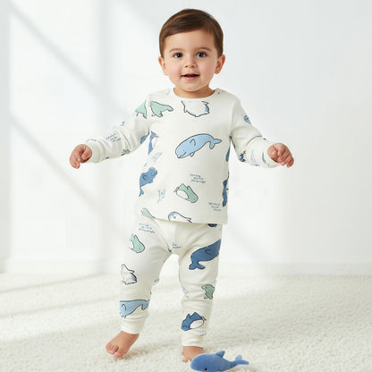 Pack of 3 Juniors Cotton Crew Neck Long Sleeves Pyjama Set with Print