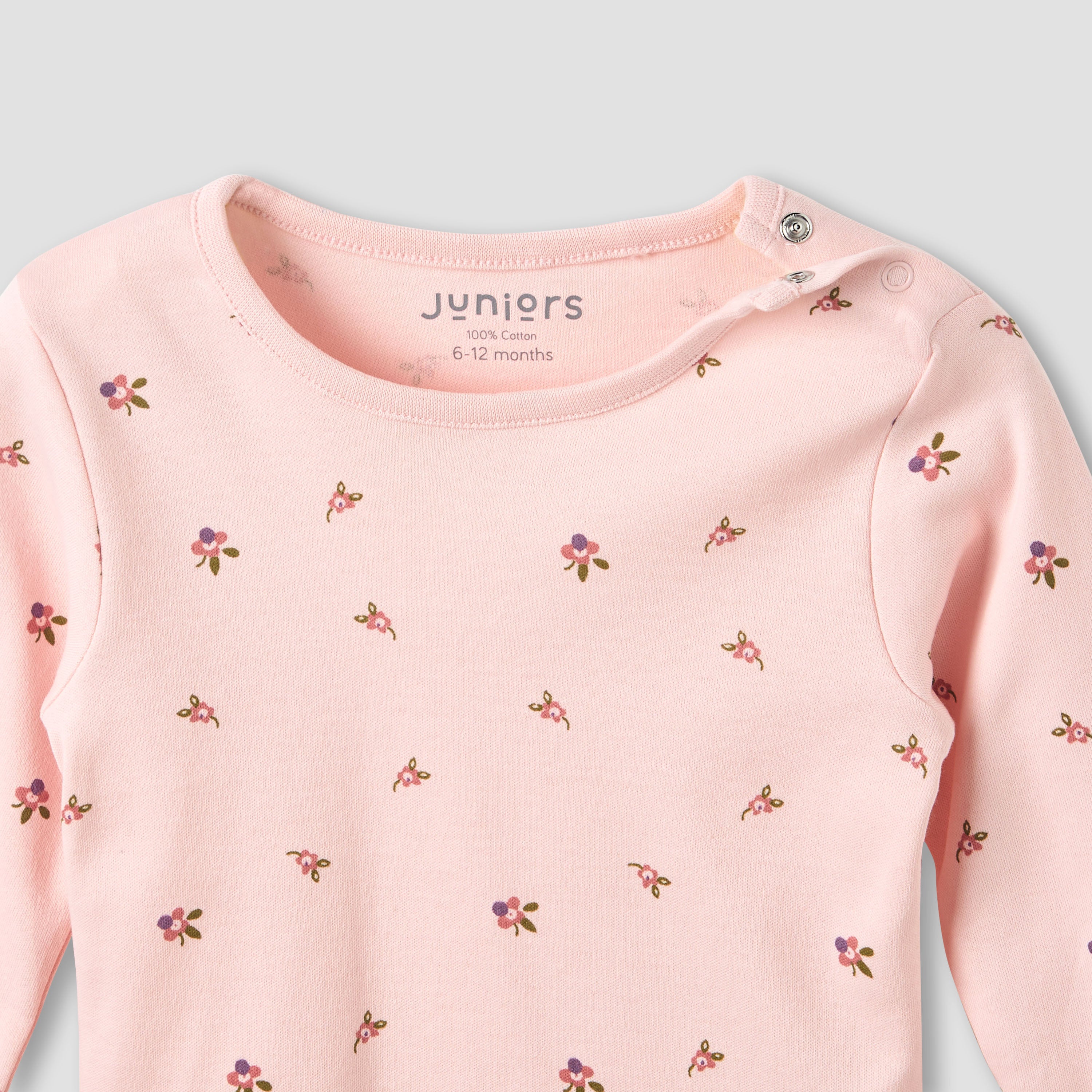 Pack of 3 Juniors Cotton Crew Neck Long Sleeves Pyjama Set with Floral Print