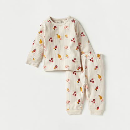 Juniors All-Over Fruit Print T-shirt and Pyjama Set - Multicolour / 12-18 mths