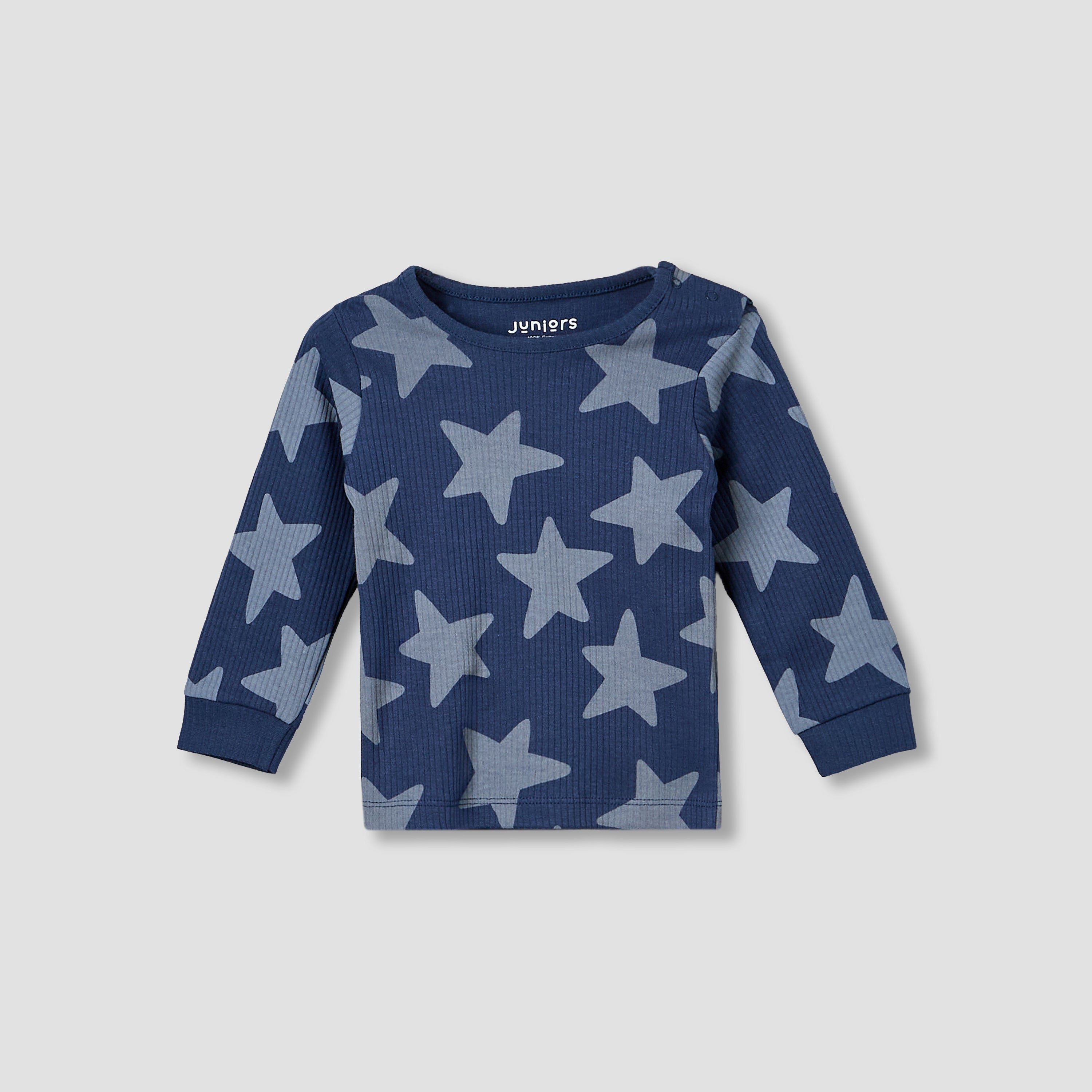 Set of 3 Juniors Cotton Long Sleeves Pyjama Set with Star Print