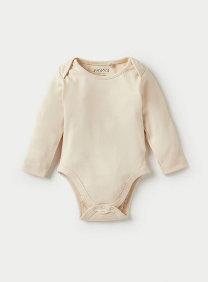 Juniors Solid Long Sleeves Bodysuit with Snap Button Closure - Set of 3-baby-boys-clothing-multipacks-image-2