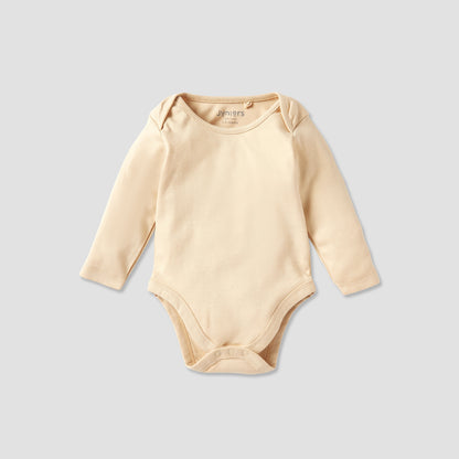 Juniors Solid Long Sleeves Bodysuit with Snap Button Closure - Set of 3