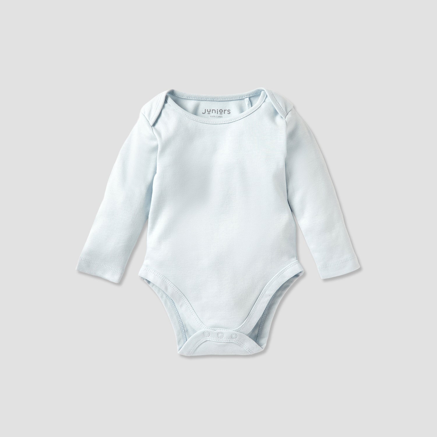 Juniors Solid Long Sleeves Bodysuit with Snap Button Closure - Set of 3
