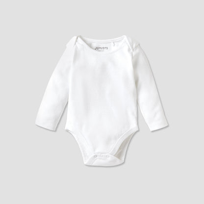 Juniors Solid Long Sleeves Bodysuit with Snap Button Closure - Set of 3