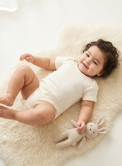 Juniors Pointelle Textured Bodysuit with Short Sleeves and Button Closure - Set of 5-baby-girls-clothing-bodysuits-image-2