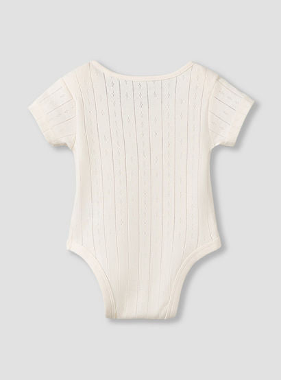 Juniors Pointelle Textured Bodysuit with Short Sleeves and Button Closure - Set of 5-baby-girls-clothing-bodysuits-image-4