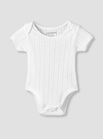 Juniors Pointelle Textured Bodysuit with Short Sleeves and Button Closure - Set of 5-baby-girls-clothing-bodysuits-image-5