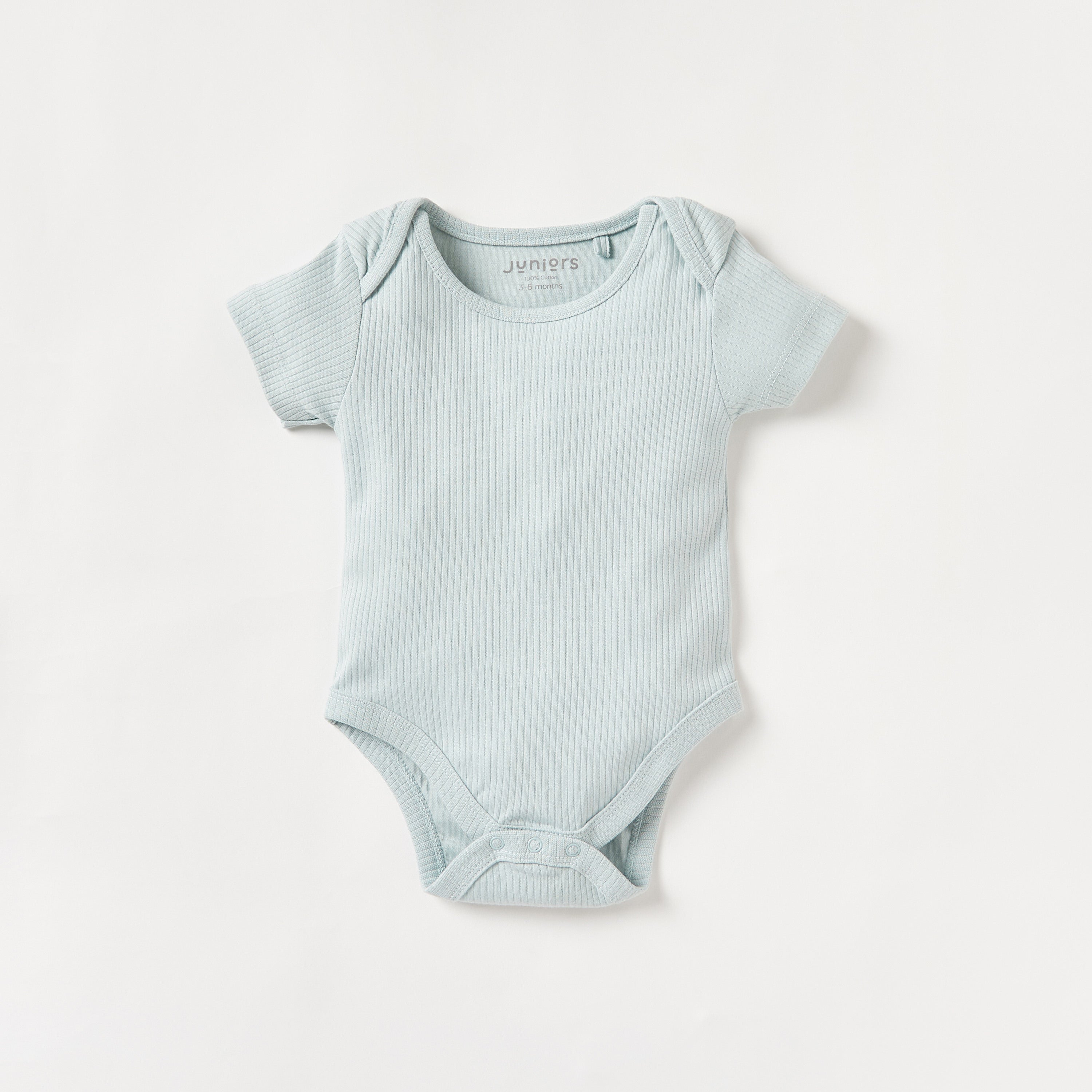 Juniors Ribbed Round Neck Bodysuit with Short Sleeves - Set of 5