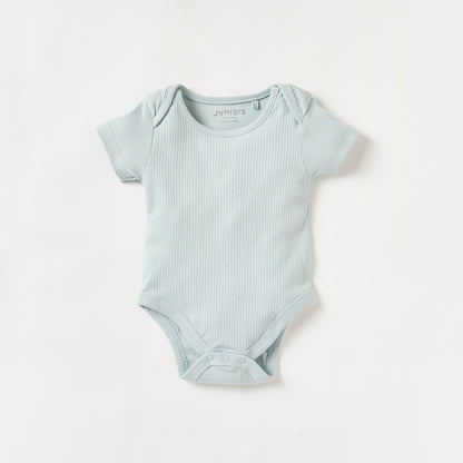 Juniors Ribbed Round Neck Bodysuit with Short Sleeves - Set of 5