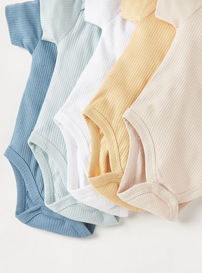 Juniors Ribbed Round Neck Bodysuit with Short Sleeves - Set of 5-baby-boys-clothing-multipacks-image-4