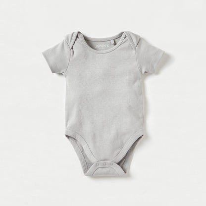 Juniors Solid Short Sleeves Bodysuit with Snap Button Closure - Set of 5