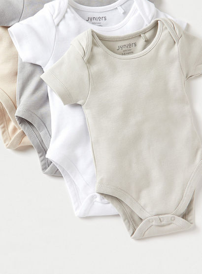 Juniors Solid Short Sleeves Bodysuit with Snap Button Closure - Set of 5-baby-boys-clothing-multipacks-image-4