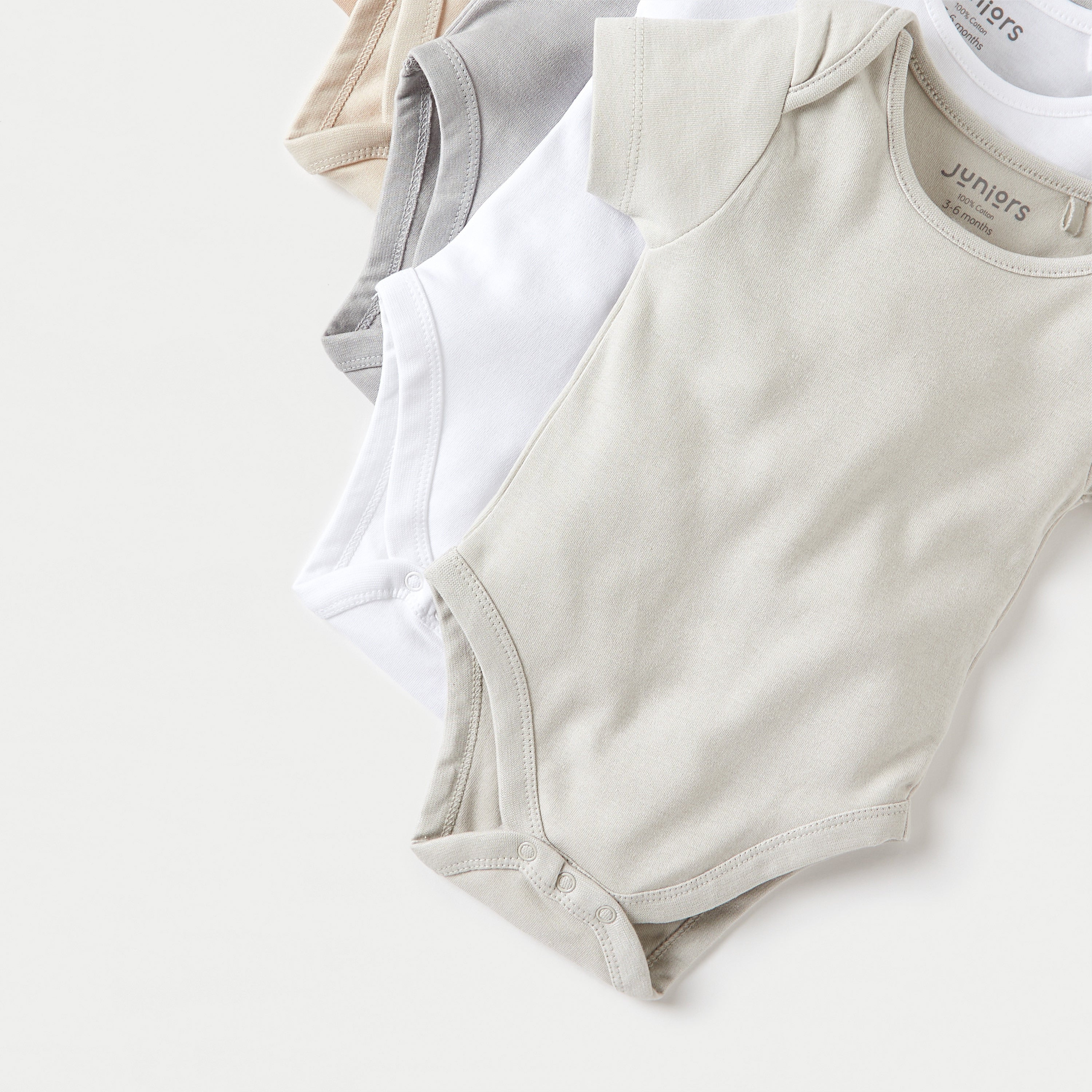 Juniors Solid Short Sleeves Bodysuit with Snap Button Closure - Set of 5