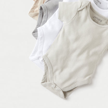 Juniors Solid Short Sleeves Bodysuit with Snap Button Closure - Set of 5