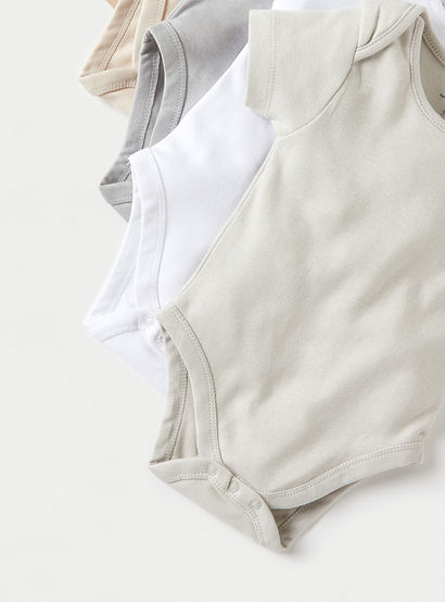 Juniors Solid Short Sleeves Bodysuit with Snap Button Closure - Set of 5-baby-boys-clothing-multipacks-image-5