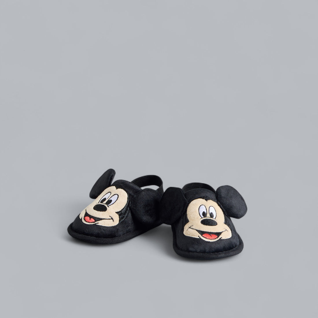 Mickey Mouse Applique Bedroom Slippers with Backstrap - Black / 20