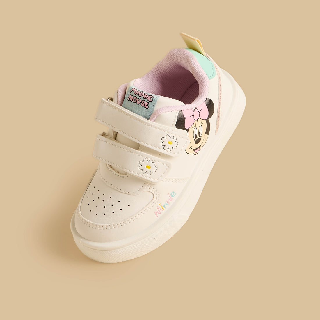 Minnie Mouse Print Sports Shoes with Hook and Loop Closure