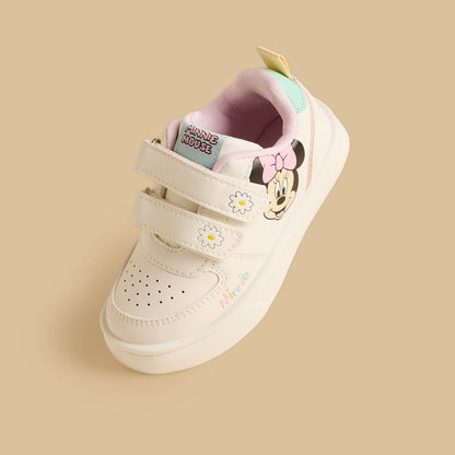Minnie Mouse Print Sports Shoes with Hook and Loop Closure