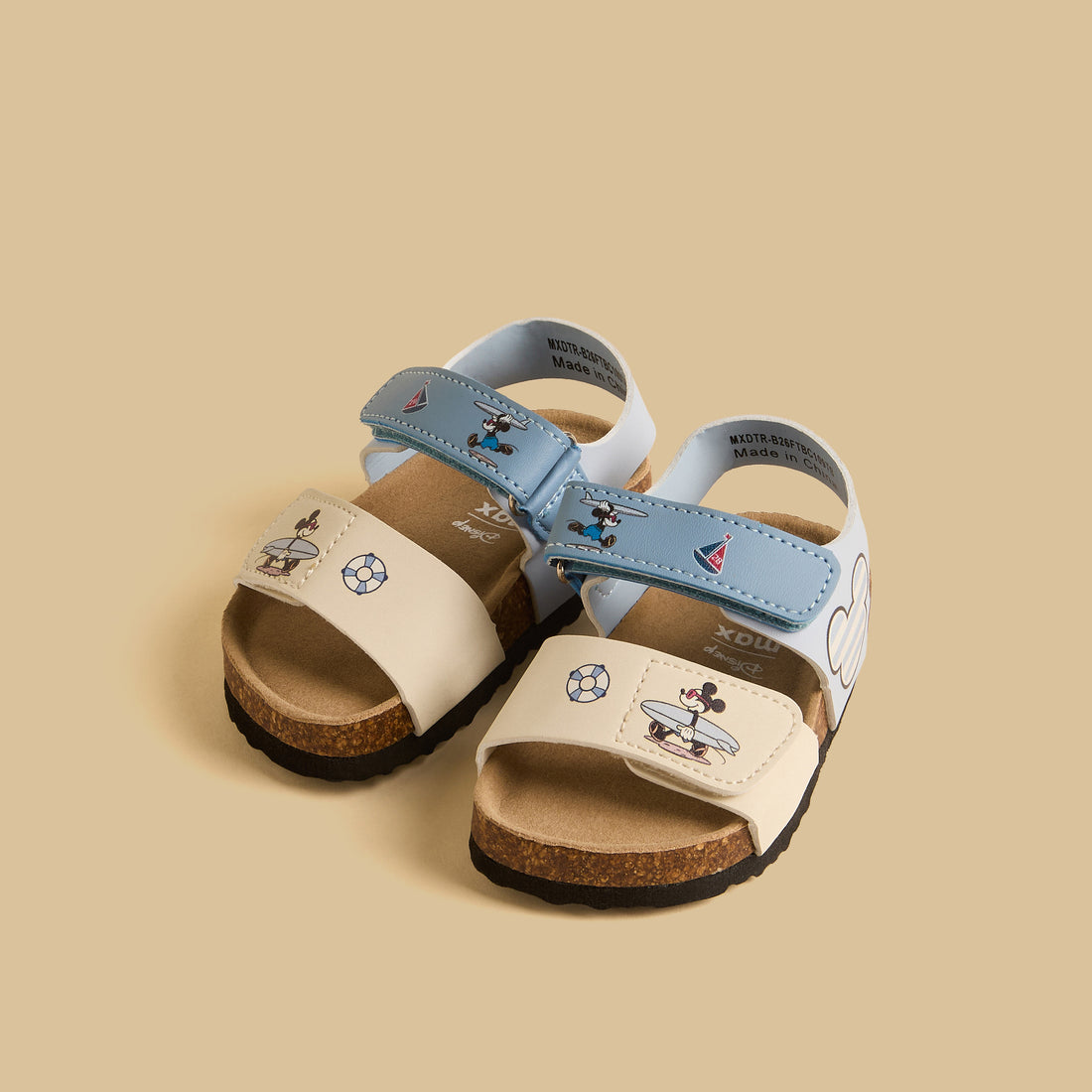 Mickey Mouse Print Sandals with Hook and Loop Closure - Multicolour / 20