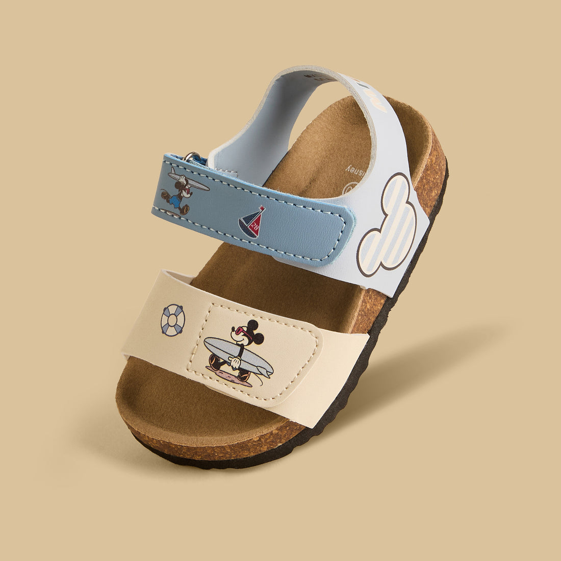 Mickey Mouse Print Sandals with Hook and Loop Closure