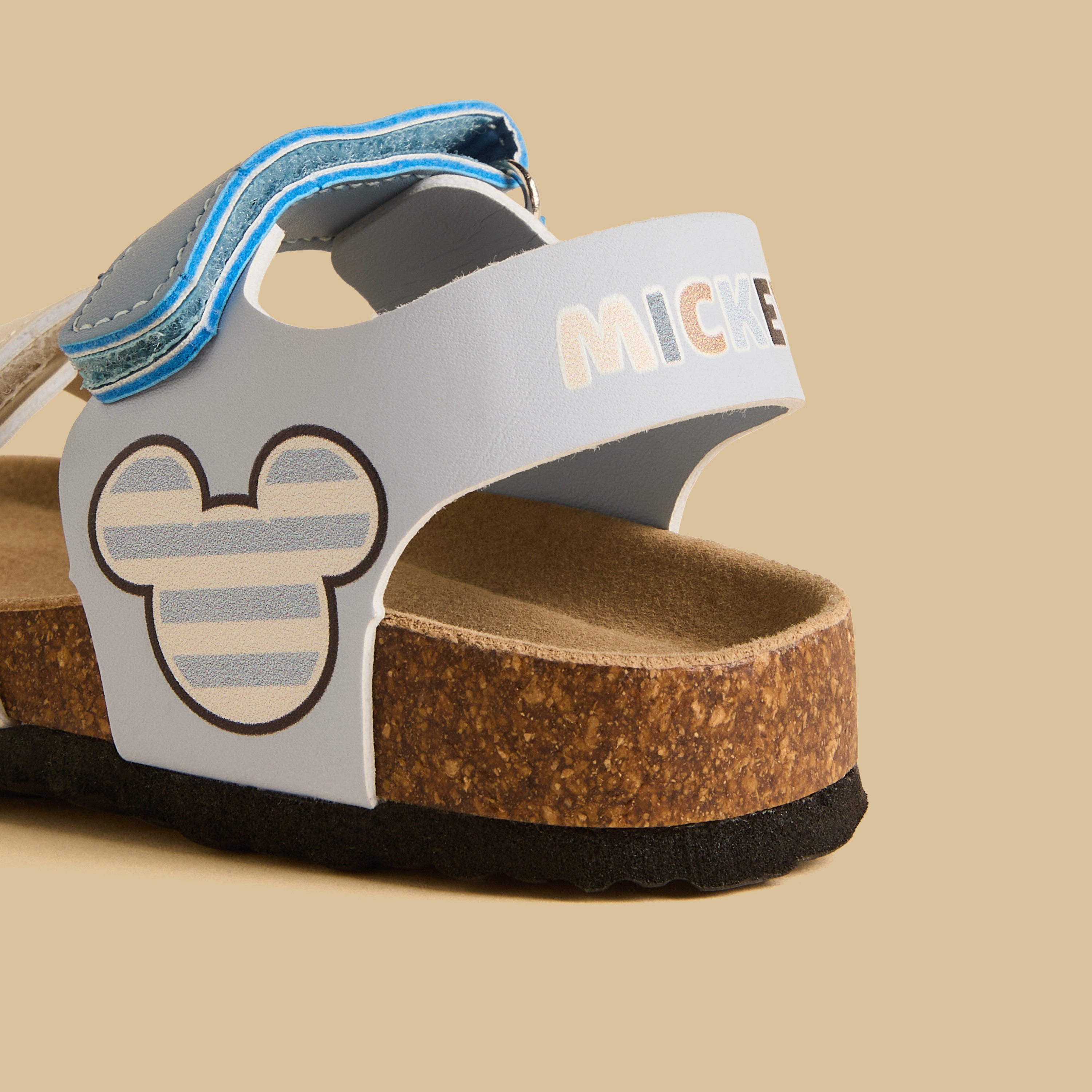 Mickey Mouse Print Sandals with Hook and Loop Closure