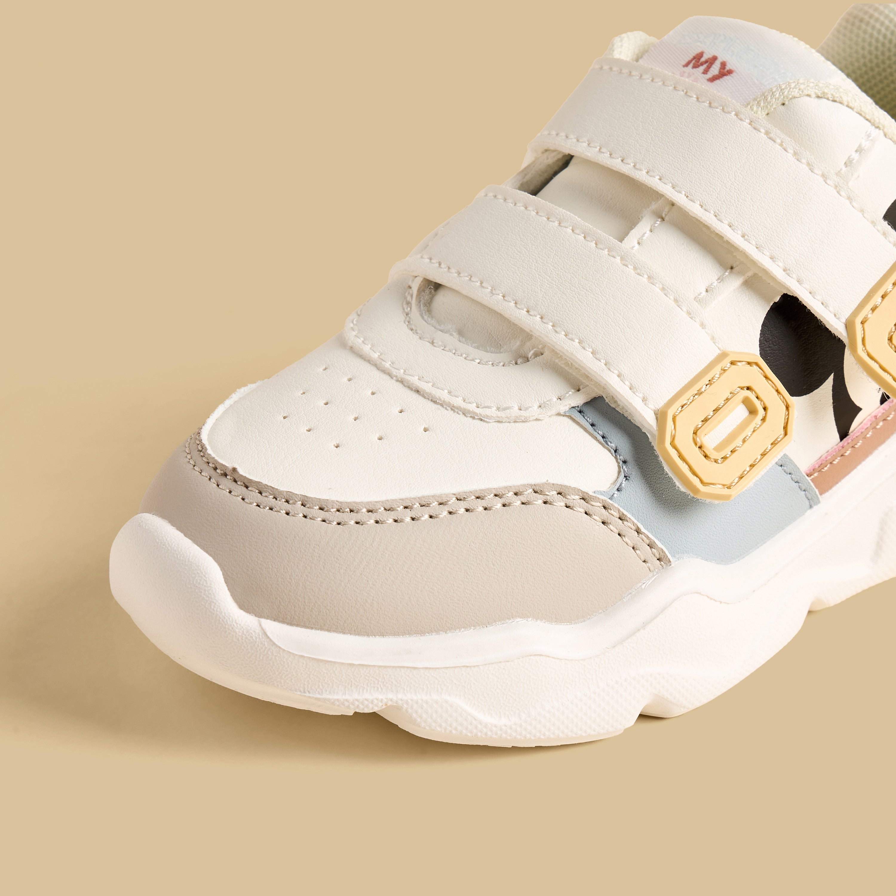 Mickey Mouse Print Sports Shoes with Hook and Loop Closure
