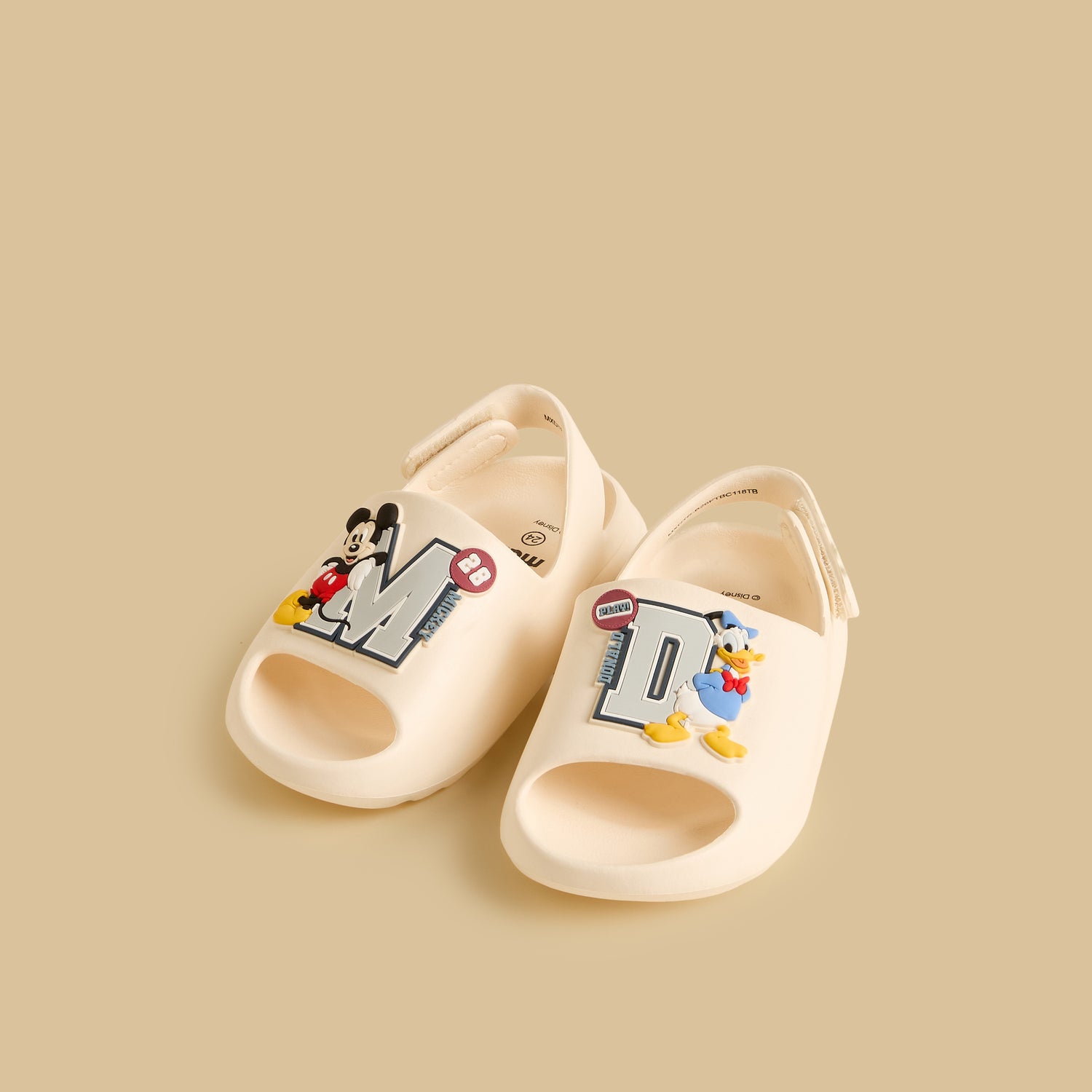 Mickey Mouse and Donald Duck Embossed Slides - Cream / 20