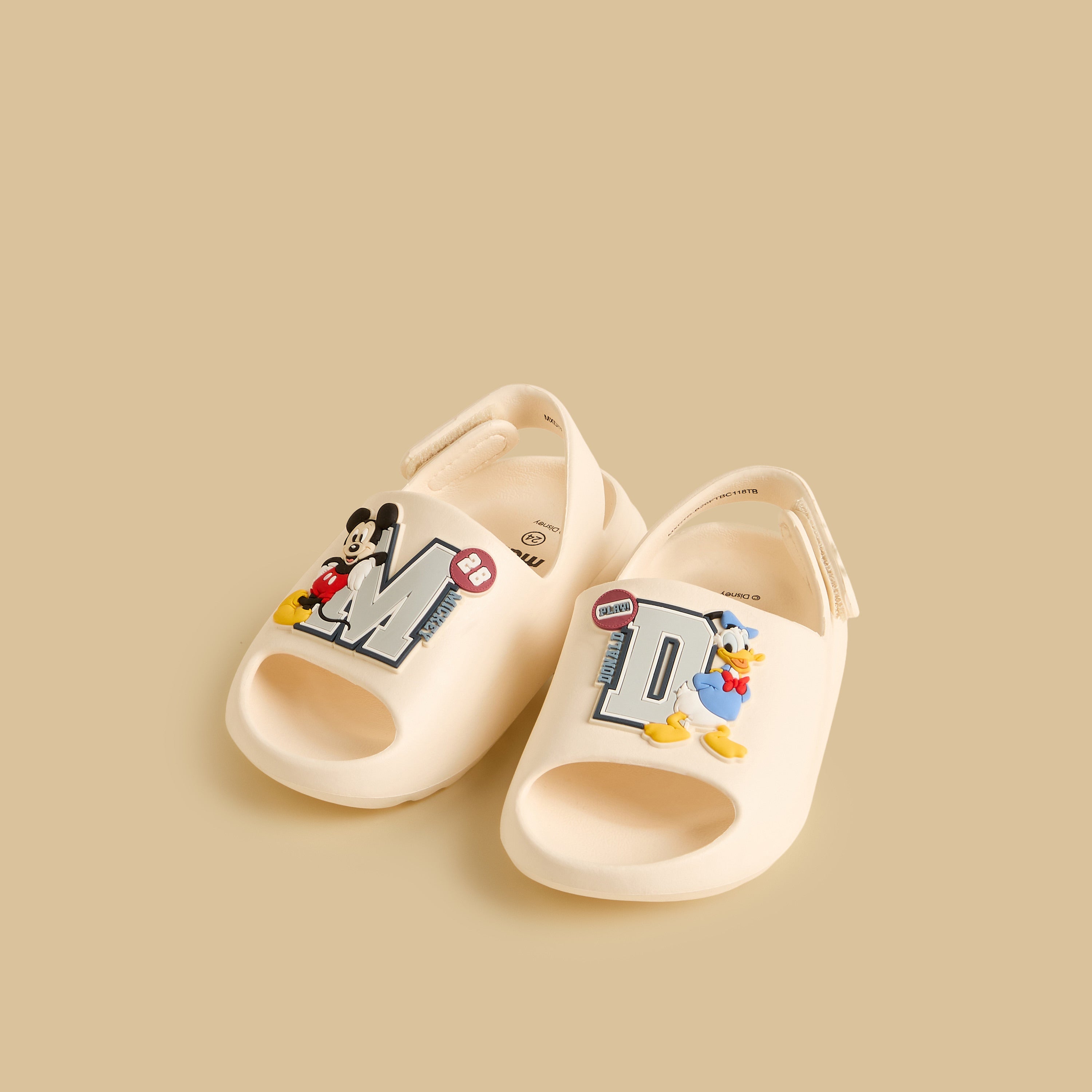 Mickey Mouse and Donald Duck Embossed Slides - Cream / 20