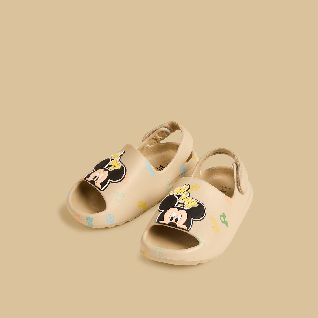 Mickey Mouse Applique Slides with Hook and Loop Closure - Cream / 20