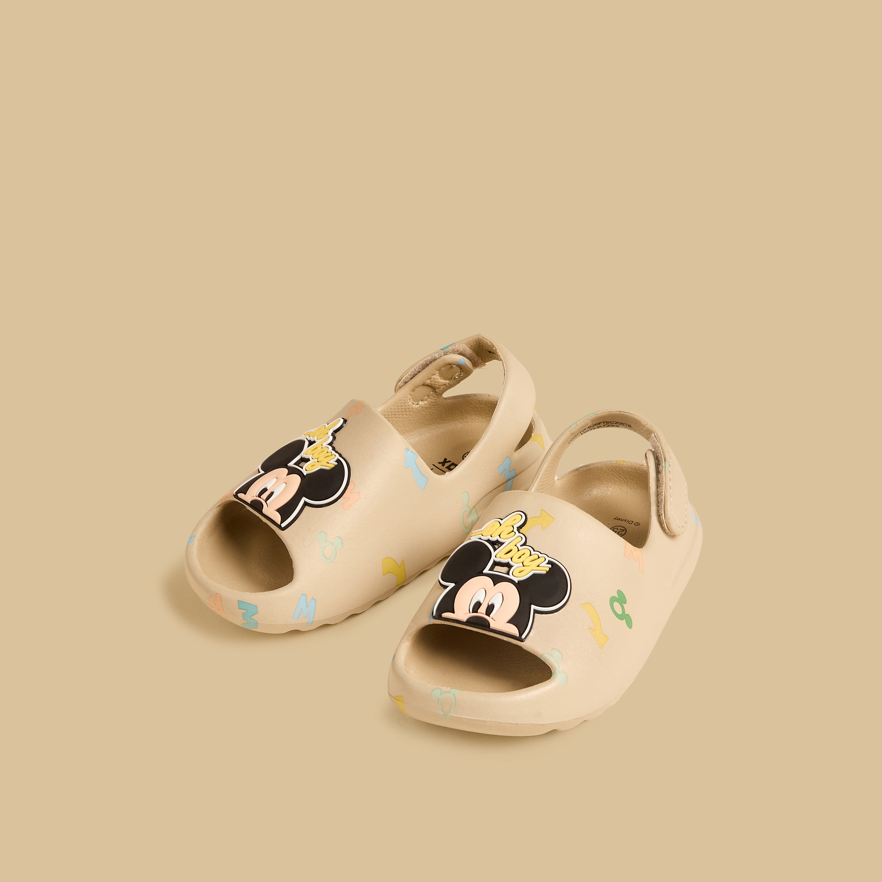 Mickey Mouse Applique Slides with Hook and Loop Closure - Cream / 20