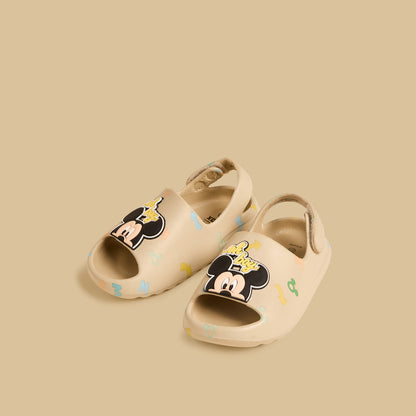 Mickey Mouse Applique Slides with Hook and Loop Closure - Cream / 20