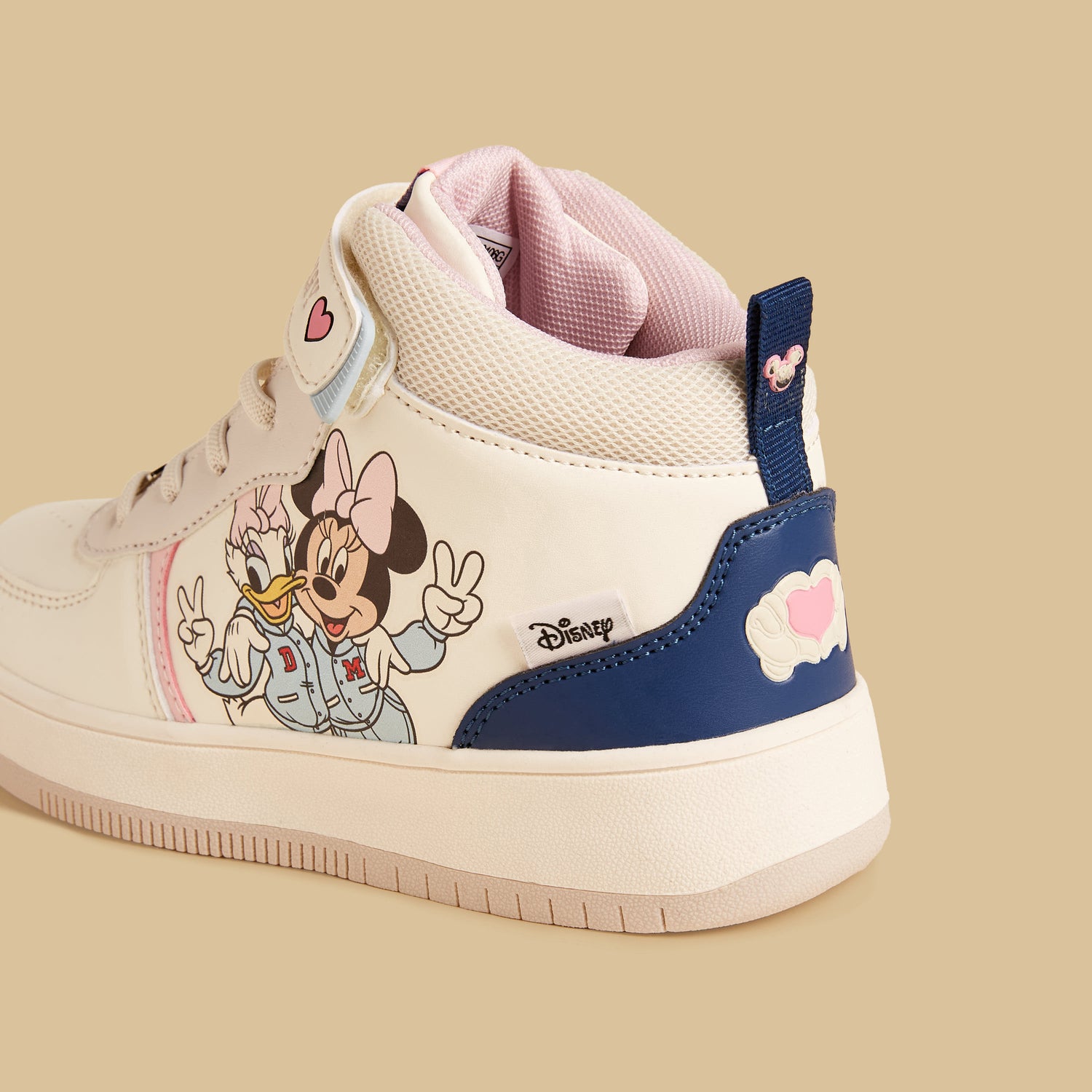 Minnie Mouse Print High Top Sneakers with Hook and Loop Closure