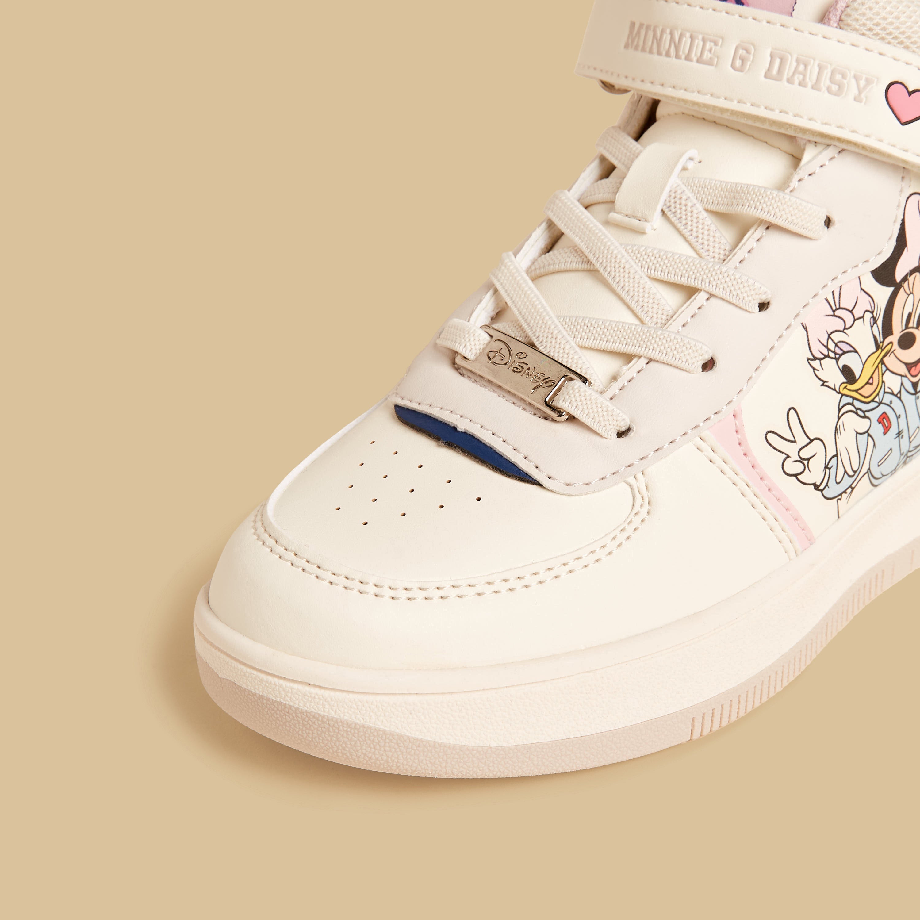 Minnie Mouse Print High Top Sneakers with Hook and Loop Closure