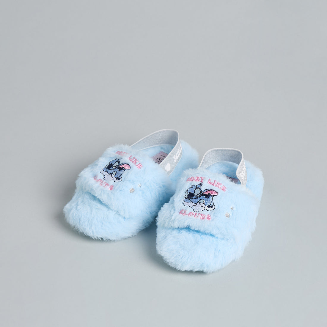 Stitch Embroidered Bedroom Slippers with Backstrap - Blue / 20
