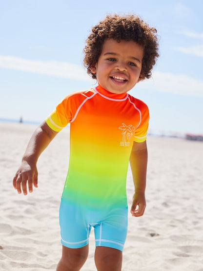 Rainbow Dip Dye Sunsafe All-In-One Swimsuit (3mths-7yrs) - Size 3-6 Months (62-68cm) - Rainbow Dip Dye Sunsafe All-In-One